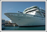 View of Norwegian Crown from the ferry docking at the ferry terminal.