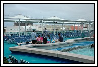 Views of Hamilton skyline from the pool deck.