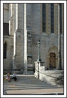 Taking a rest on the steps of the Cathedral.