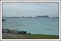 View of the Dockyard from Spanish Point Park.  Crown Princess is in port.