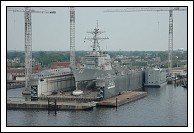 USS Gonzales in drydock.
