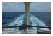 The wake is another favorite cruise photograph.  From Deck 5, the Promenade.