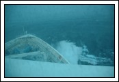 View of the bow crashing into the waves.  Taken from the Windjammer.