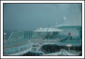 2 of 2. Zoomed in view of the front of Deck 10 from the Viking Crown Lounge.  Notice the different horizon in these two frames.