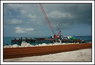Work on the new pier that will allow for a second ship at the Dockyard.