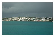 High contrast shot of Bermuda landscape with storm clouds above.