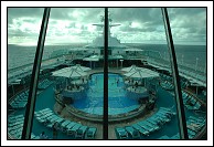 Viking Crown Lounge looking straight down on the pool deck.