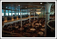 Great Gatsby dining room, the Captains Table is in the center of the lower level.