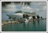 Postcard shot of Grandeur docked at King's Wharf, Bermuda.